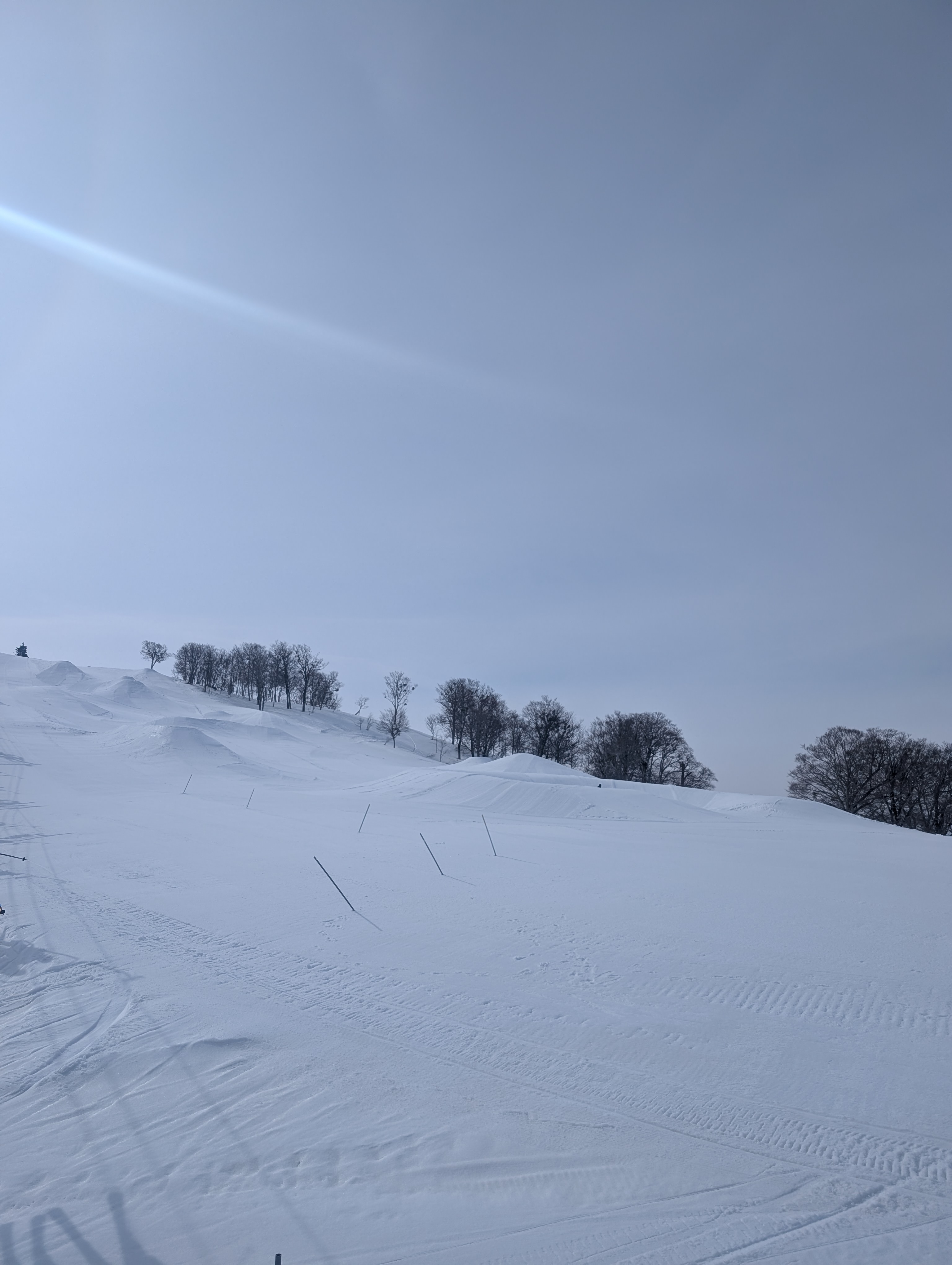 Terrain park features at Okutadami Maruyama in spring
